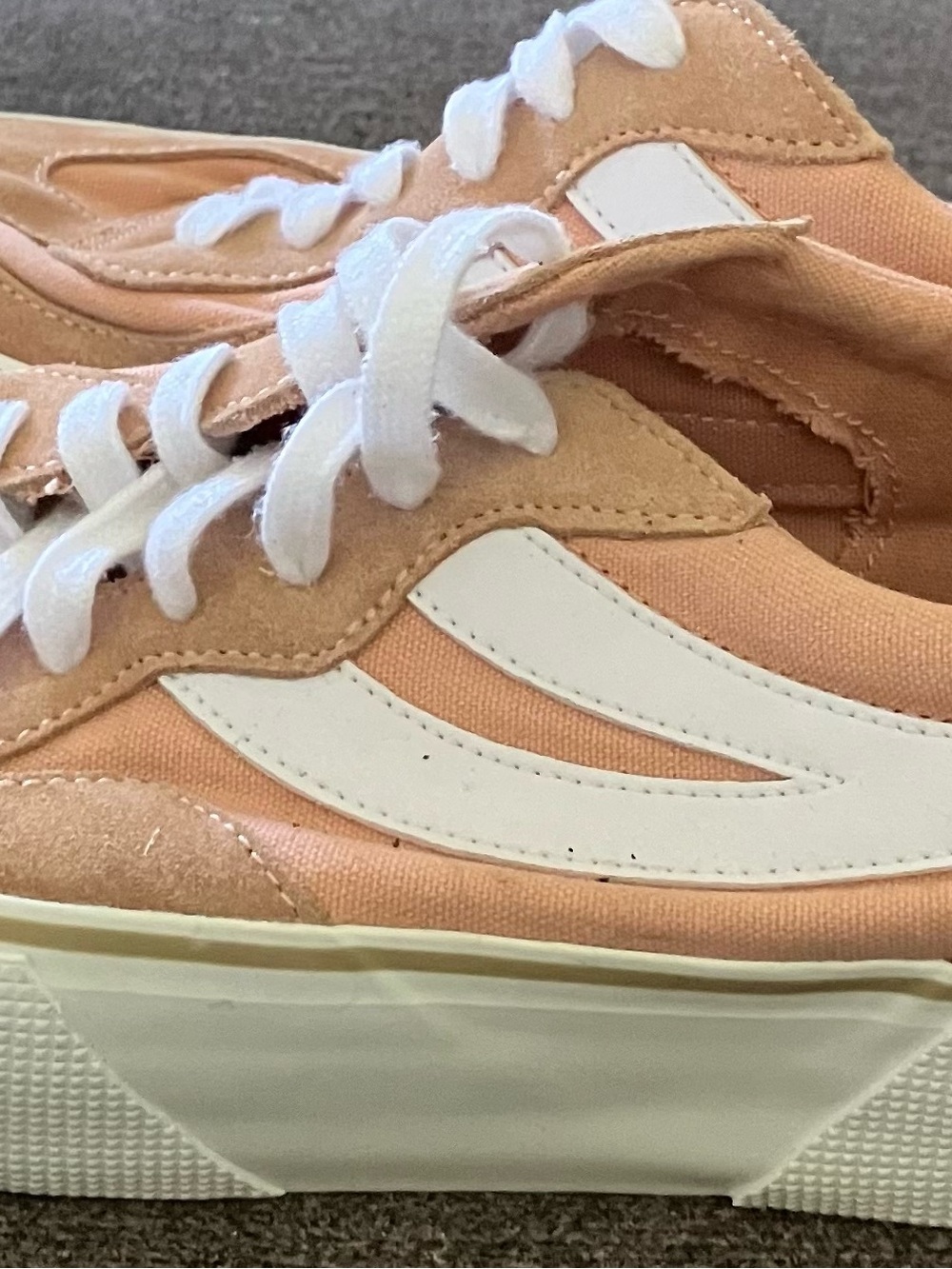 Women’s Peach Superga Canvas Lace-Up Sneakers with White Stripes